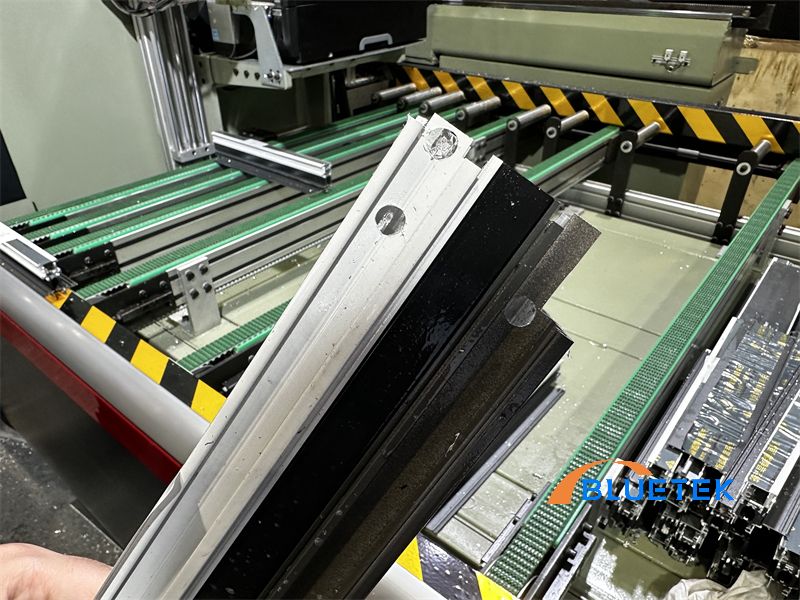 Mounting holes for aluminum mullions.