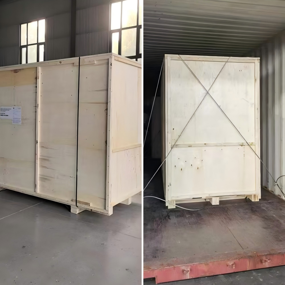 Wooden case packing for CNC aluminium cutting machines